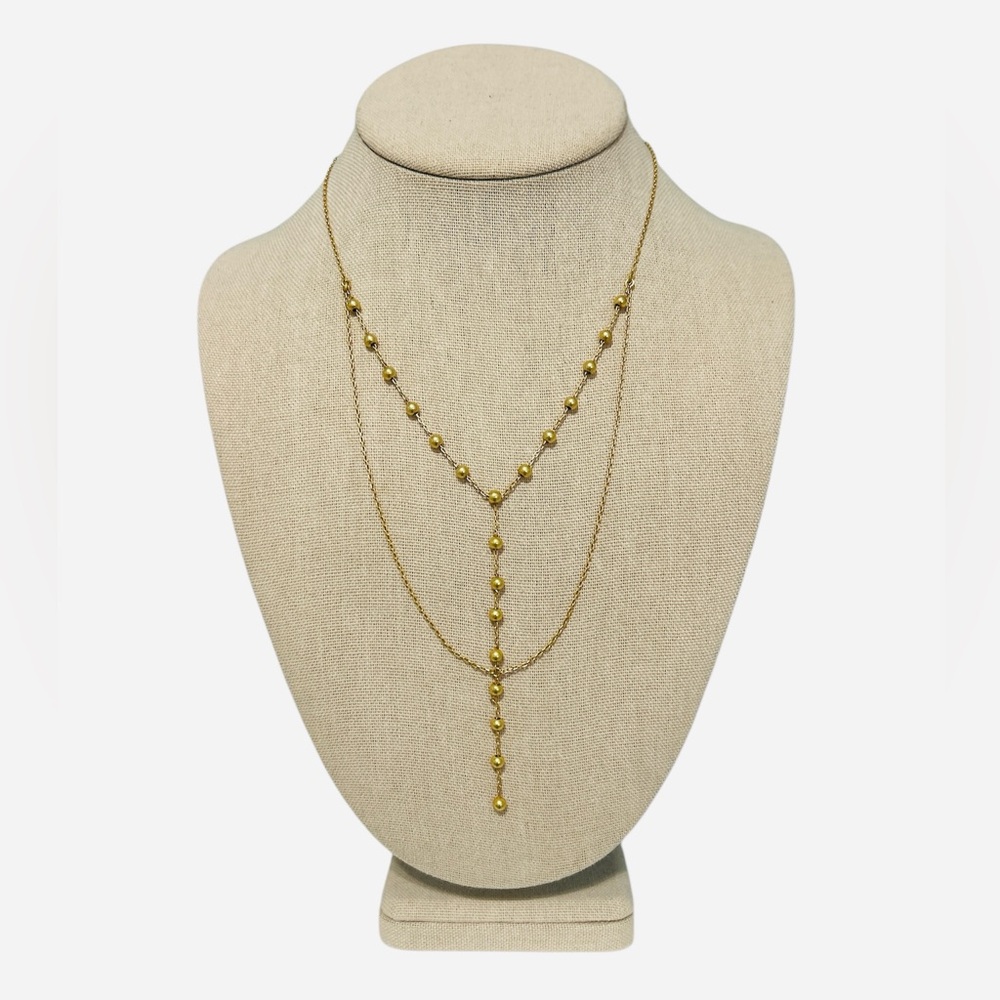 Madewell Gold Y Chain Bead Adjustable Necklace 23-25”